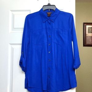 Casual blouse - dark blue - double front pockets